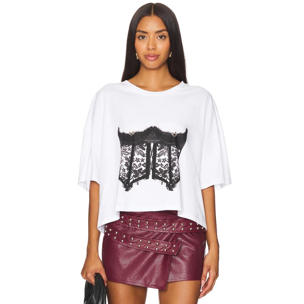 Aniye By REVOLVE Corset T Shirt Women's Small Y2K Biker Whimsygoth